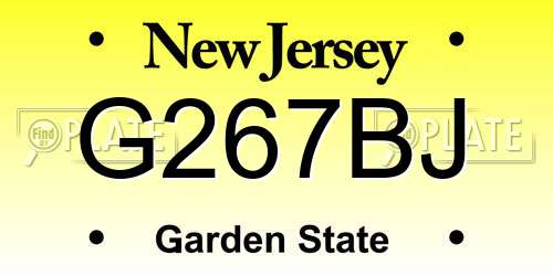 G267BJ New Jersey License Plate