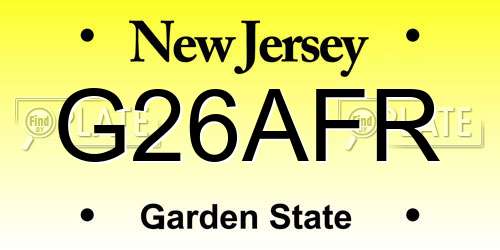G26AFR New Jersey License Plate