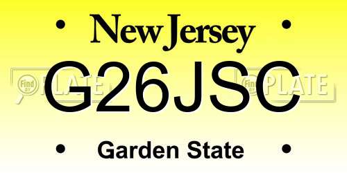 G26JSC New Jersey License Plate