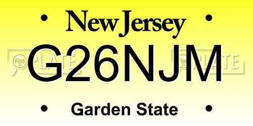 G26NJM New Jersey License Plate
