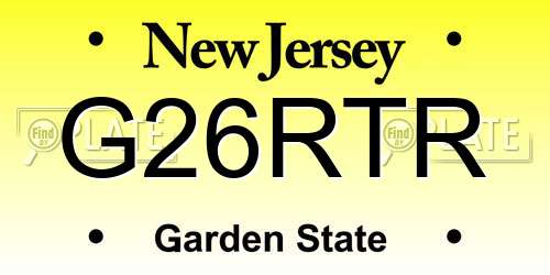 G26RTR New Jersey License Plate