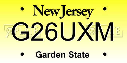 G26UXM New Jersey License Plate