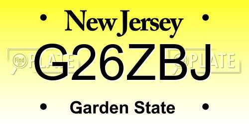 G26ZBJ New Jersey License Plate
