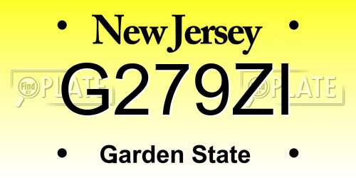 G279ZI New Jersey License Plate
