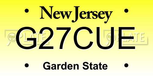 G27CUE New Jersey License Plate