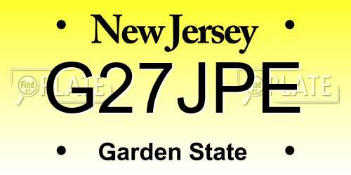 G27JPE New Jersey License Plate