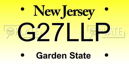 G27LLP New Jersey License Plate