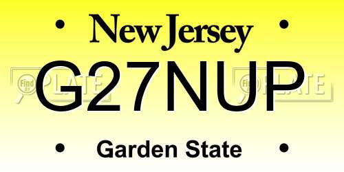 G27NUP New Jersey License Plate