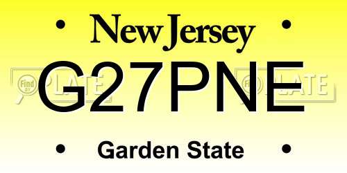 G27PNE New Jersey License Plate