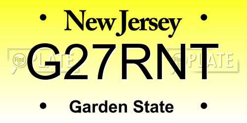 G27RNT New Jersey License Plate