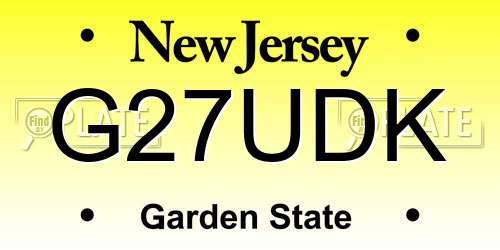 G27UDK New Jersey License Plate