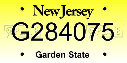 G284075 New Jersey License Plate