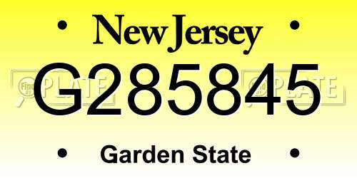 G285845 New Jersey License Plate
