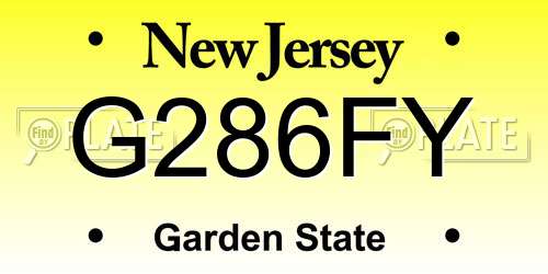 G286FY New Jersey License Plate