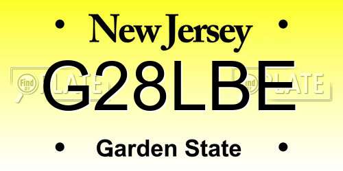 G28LBE New Jersey License Plate