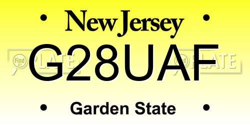 G28UAF New Jersey License Plate