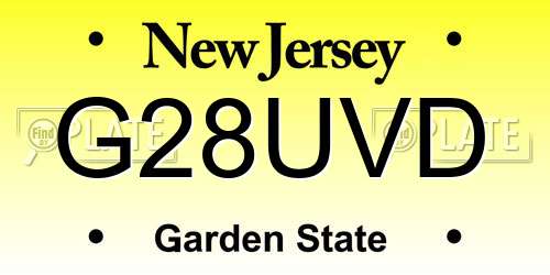 G28UVD New Jersey License Plate