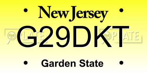 G29DKT New Jersey License Plate