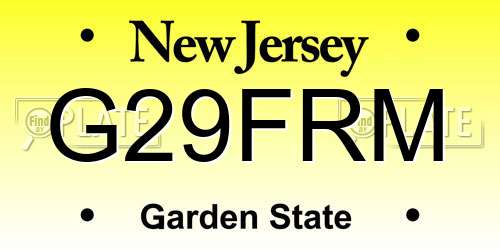 G29FRM New Jersey License Plate