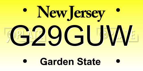G29GUW New Jersey License Plate