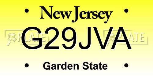 G29JVA New Jersey License Plate