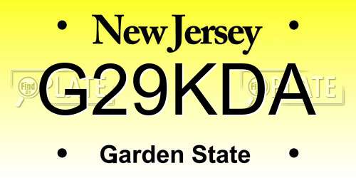 G29KDA New Jersey License Plate