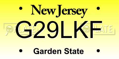 G29LKF New Jersey License Plate