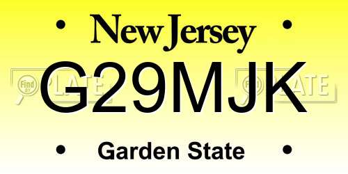 G29MJK New Jersey License Plate
