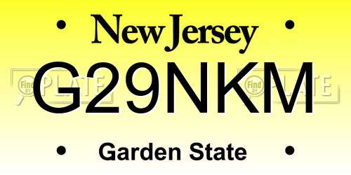 G29NKM New Jersey License Plate