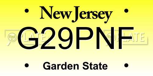 G29PNF New Jersey License Plate