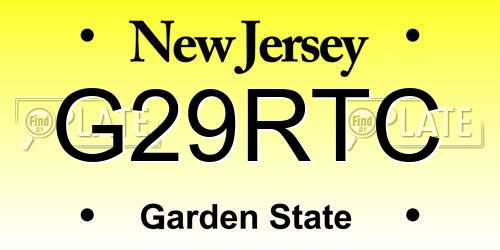 G29RTC New Jersey License Plate