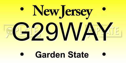 G29WAY New Jersey License Plate