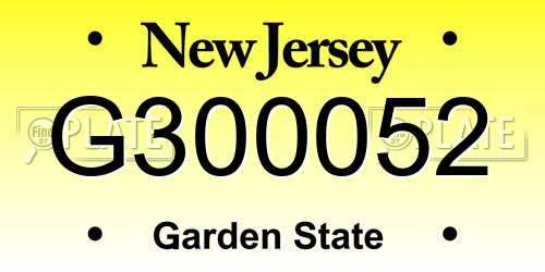 G300052 New Jersey License Plate