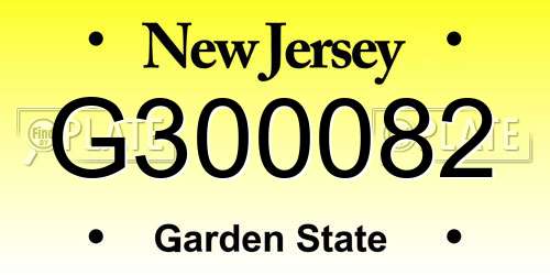 G300082 New Jersey License Plate