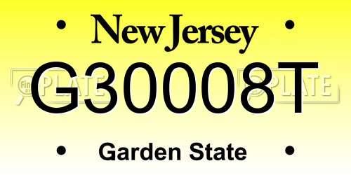 G30008T New Jersey License Plate