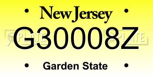 G30008Z New Jersey License Plate
