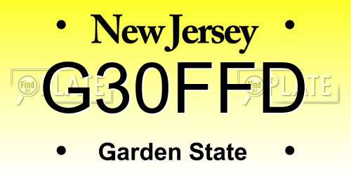 G30FFD New Jersey License Plate