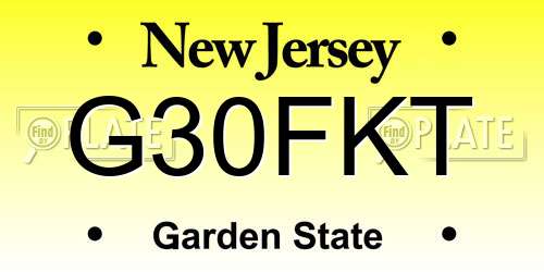 G30FKT New Jersey License Plate