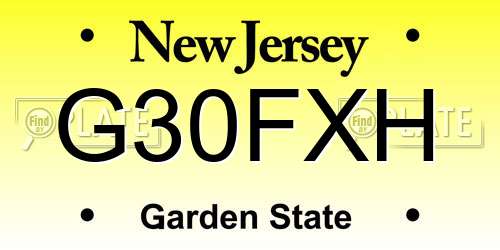 G30FXH New Jersey License Plate