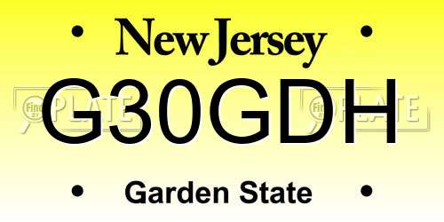 G30GDH New Jersey License Plate