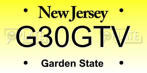 G30GTV New Jersey License Plate