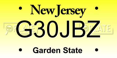 G30JBZ New Jersey License Plate