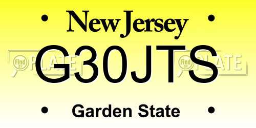 G30JTS New Jersey License Plate