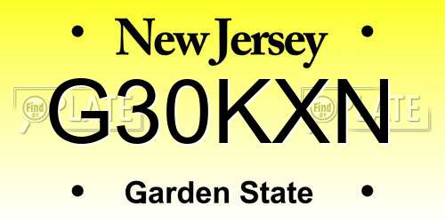 G30KXN New Jersey License Plate