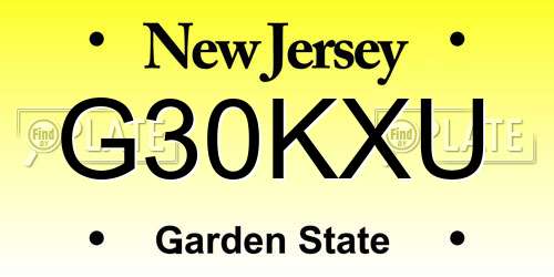G30KXU New Jersey License Plate