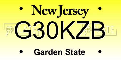 G30KZB New Jersey License Plate