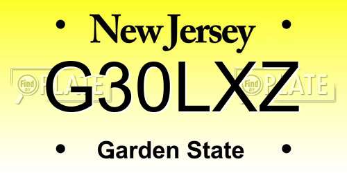 G30LXZ New Jersey License Plate