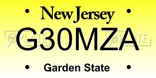 G30MZA New Jersey License Plate