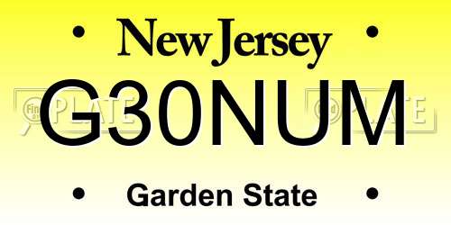 G30NUM New Jersey License Plate