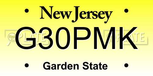 G30PMK New Jersey License Plate